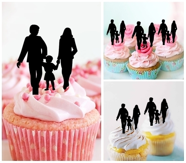 Laser Cut Family Dad Mom and Kid cupcake topper