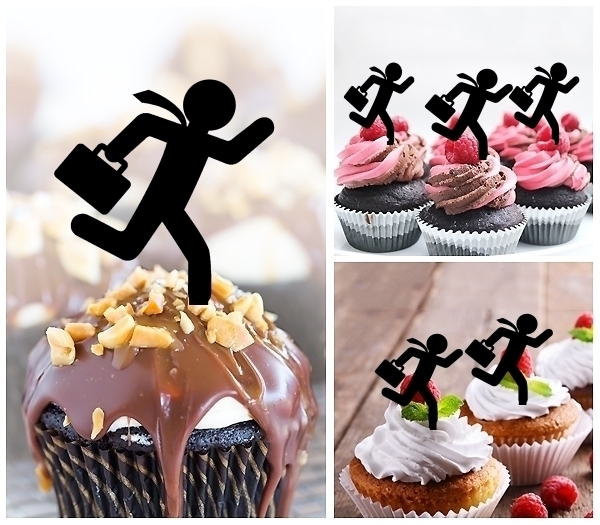 Laser Cut Hurry Businessman cupcake topper