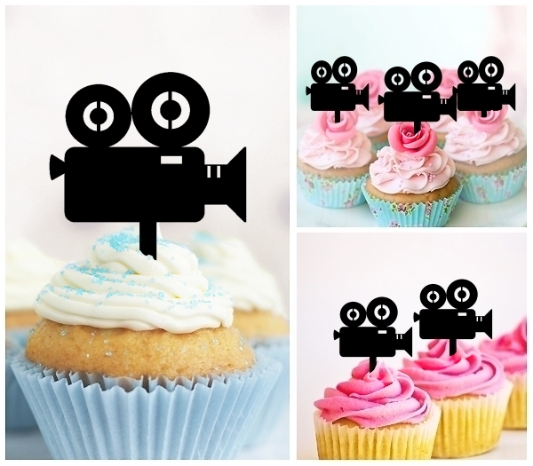 Laser Cut Movie Camera cupcake topper