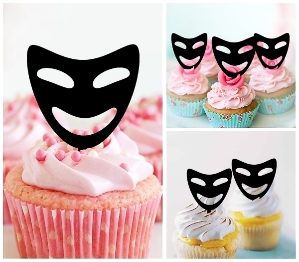 Laser Cut Fancy Mask Smile Face cupcake topper