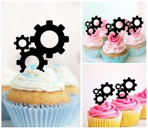 Laser Cut Gear System cupcake topper