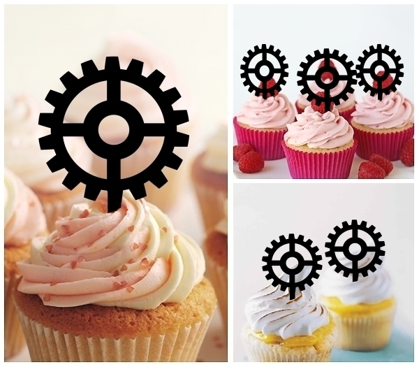 Laser Cut Gear Wheel Machine Part cupcake topper