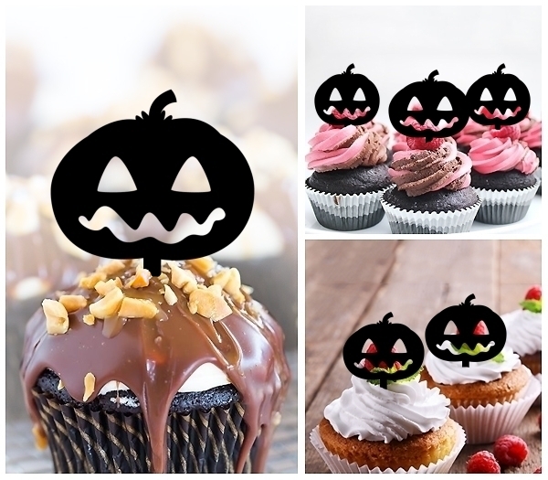 Laser Cut Halloween Pumpkin Jack O Lantern cupcake topper