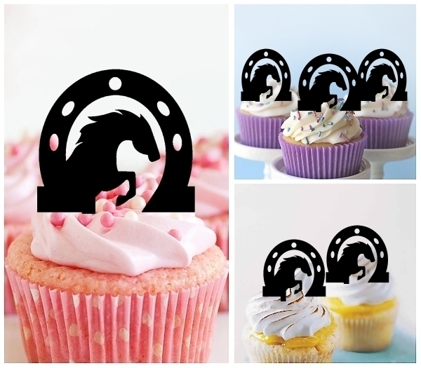 Laser Cut Horse Inside Horseshoe cupcake topper