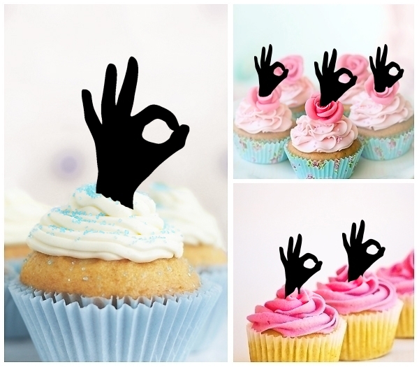 Laser Cut I am Okay Hand Symbol cupcake topper