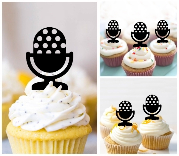 Laser Cut Microphone Sing A Song On The Air cupcake topper