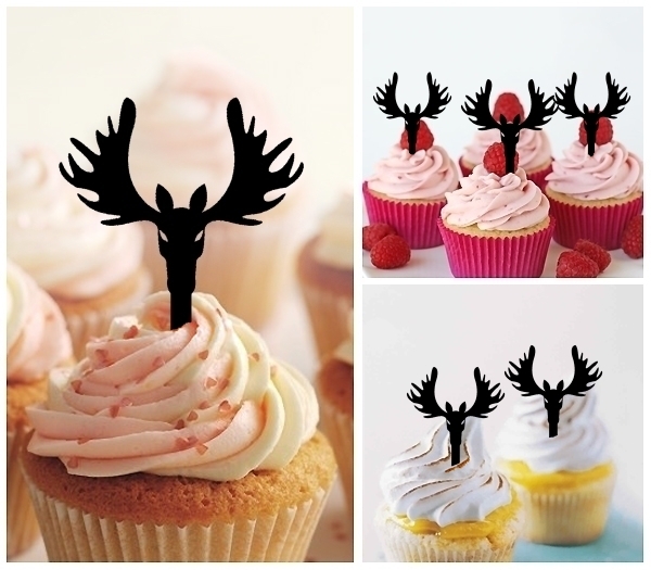 Laser Cut Deer Moose Head cupcake topper