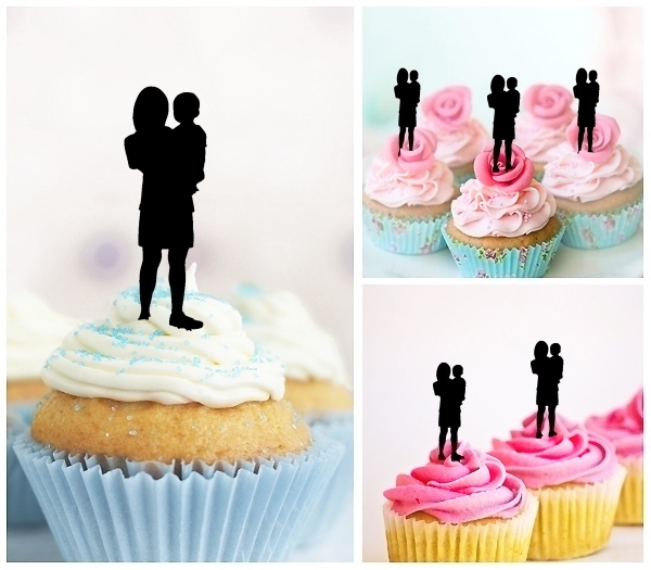 Laser Cut Family Mother and Son cupcake topper