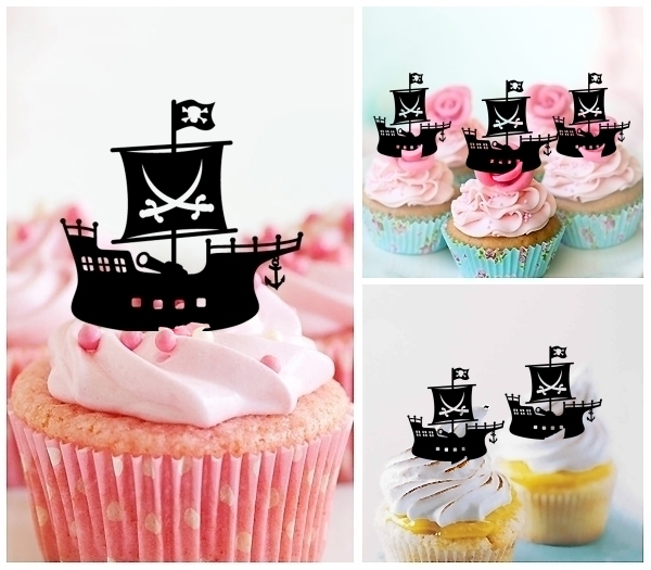 Laser Cut Pirate Ship cupcake topper