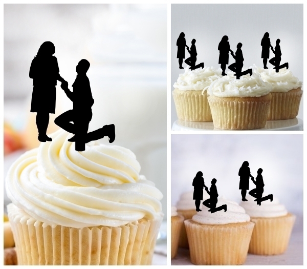 Laser Cut Propose Love And Marriage cupcake topper