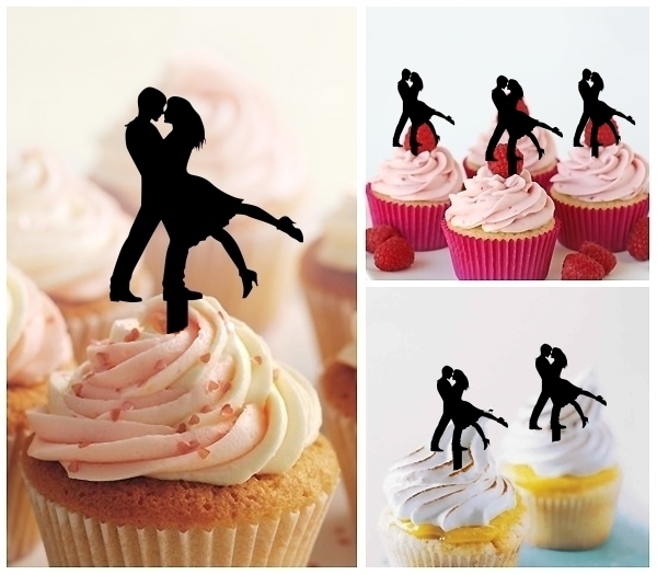 Laser Cut Romantic Couple Wedding cupcake topper