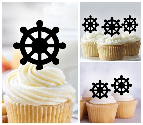 Laser Cut Ship Wheel cupcake topper