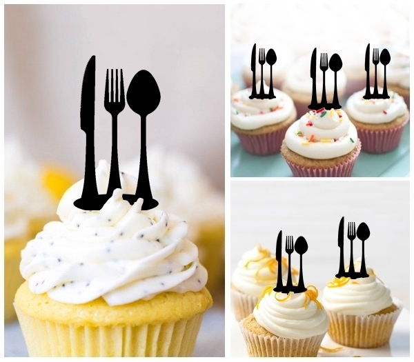 Acrylic Toppers Spoon Fork Knife Design