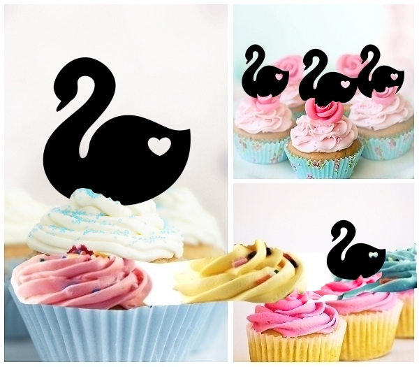 Laser Cut Swan Love Heart cupcake topper