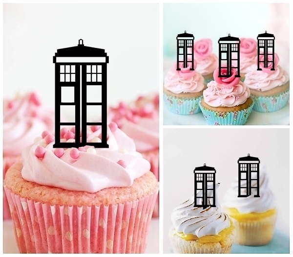 Laser Cut Telephone Box cupcake topper