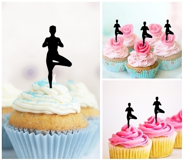 Laser Cut Yoga Mind Body Connection cupcake topper