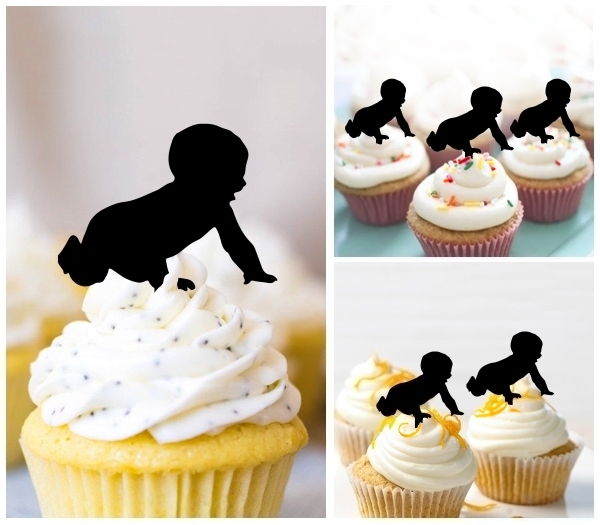 Laser Cut Baby Crawling cupcake topper