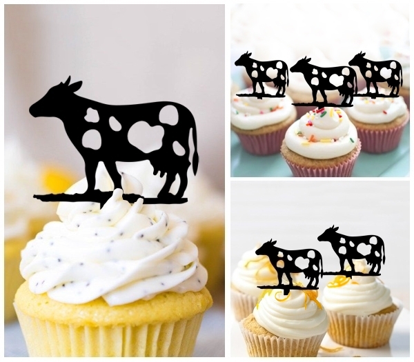 Laser Cut Cow cupcake topper