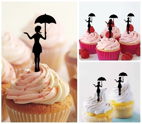 Laser Cut Girl Umbrella cupcake topper