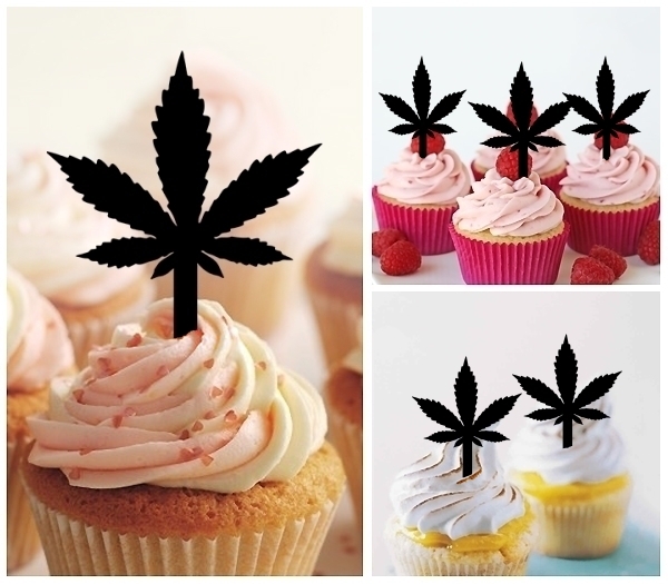 Laser Cut Marijuana Rasta Leaf cupcake topper