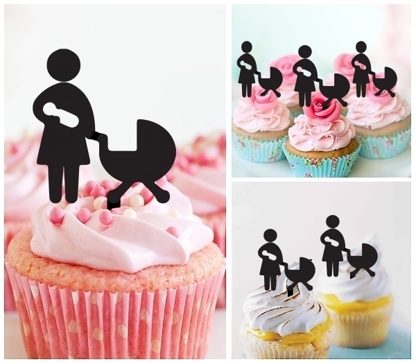 Laser Cut Mother and Baby cupcake topper