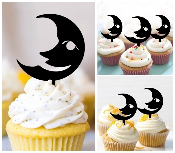 Laser Cut Laughing Moon cupcake topper