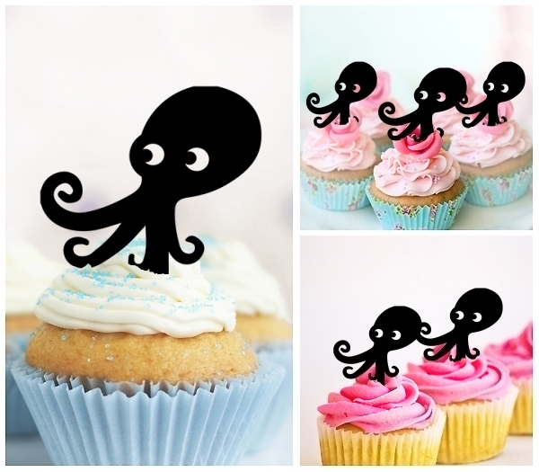 Laser Cut Squid cupcake topper