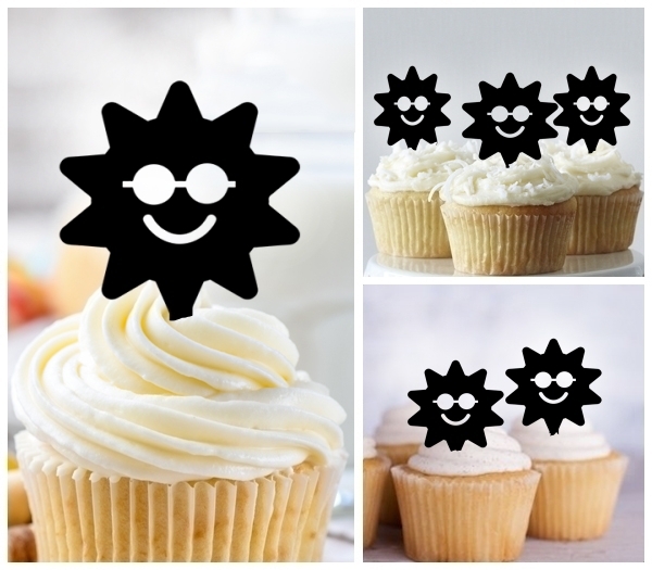 Laser Cut Sun Sunglasses Smile cupcake topper