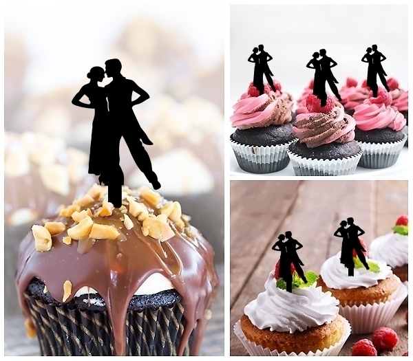 Laser Cut Couple Partner Dance cupcake topper