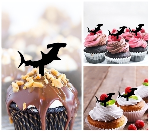 Laser Cut Hammerhead shark cupcake topper