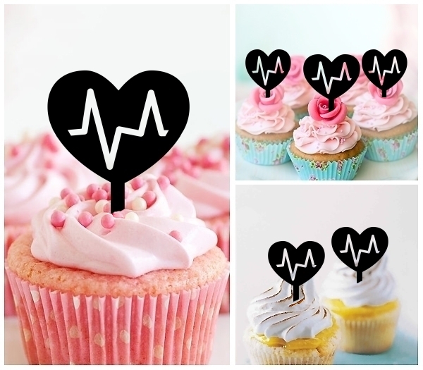 Laser Cut Heartbeat Heart Rate cupcake topper