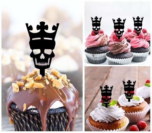 Laser Cut King Skull Crown cupcake topper