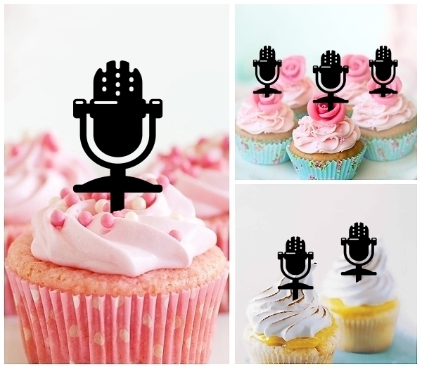 Laser Cut Microphone cupcake topper