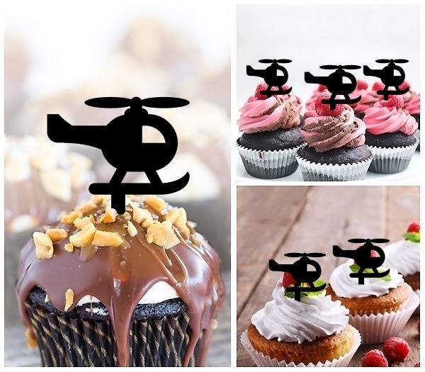 Laser Cut Mini Helicopter cupcake topper