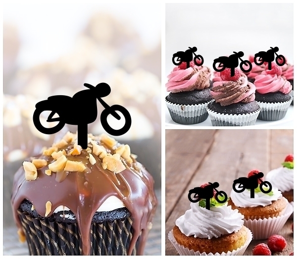 Laser Cut Vintage Motorcycle cupcake topper