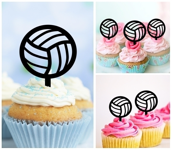 Laser Cut Volleyball cupcake topper