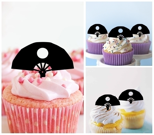 Laser Cut Japanese Hand Fan cupcake topper