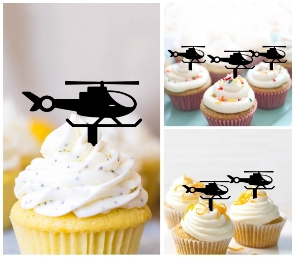 Laser Cut Helicopter Vehicle Flying cupcake topper