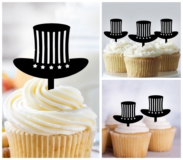 Laser Cut USA Hat America cupcake topper