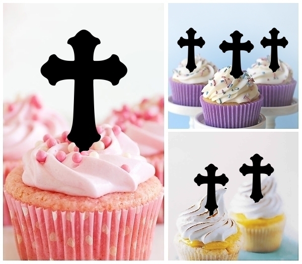 Laser Cut Christian Cross cupcake topper