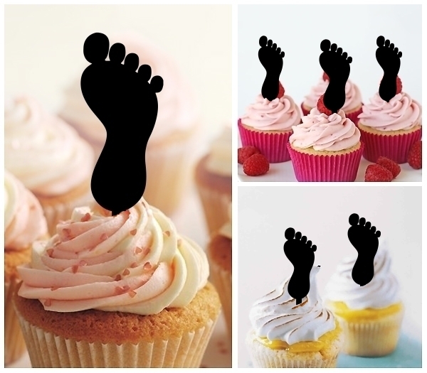 Laser Cut Foot Print cupcake topper