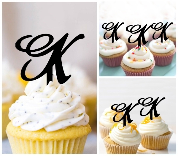 Laser Cut K Letter Alphabet cupcake topper