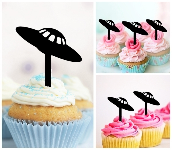 Laser Cut UFO Unidentified Flying Object cupcake topper