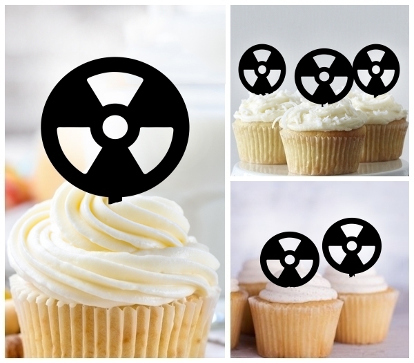 Laser Cut Radioactive Contamination Nuclear Symbol cupcake topper