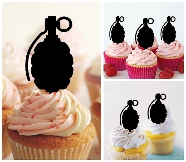 Laser Cut Grenade Bomb cupcake topper