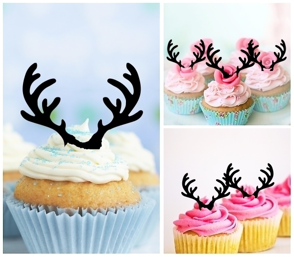 Laser Cut Cute Deer Horn Antlers cupcake topper