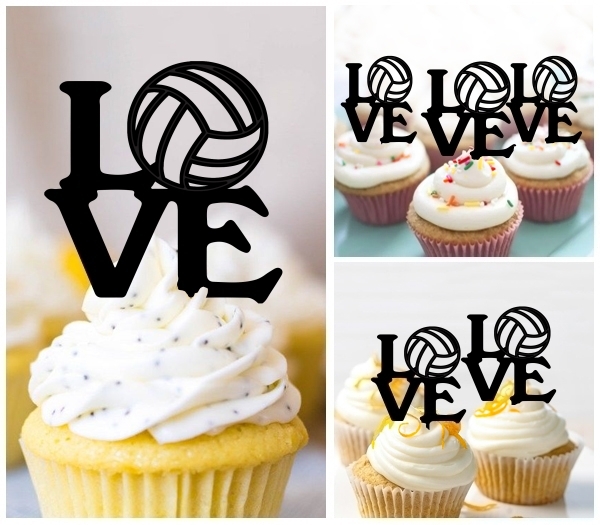 Acrylic Toppers Love Volleyball Text Design