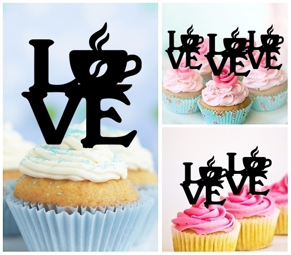 Laser Cut Love Coffee Cup cupcake topper