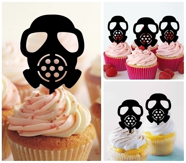 Laser Cut Gas Mask cupcake topper