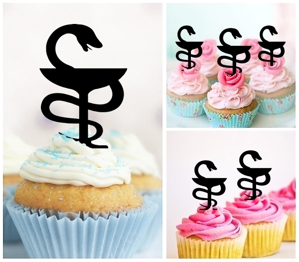 Laser Cut Pharmacy Caduceus Medical cupcake topper